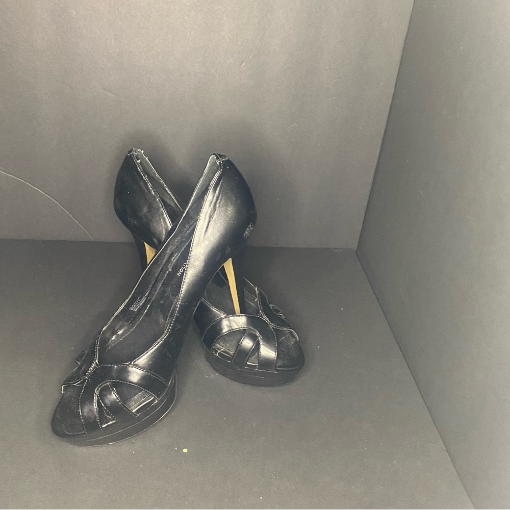 BCBGeneration Black Peep-Toe Heels